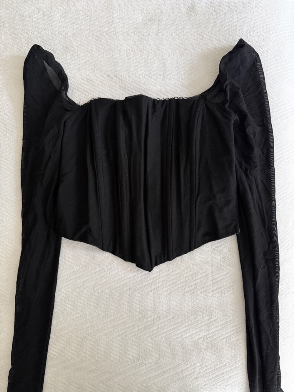 Princess Polly Black Long Sleeve Corset Top